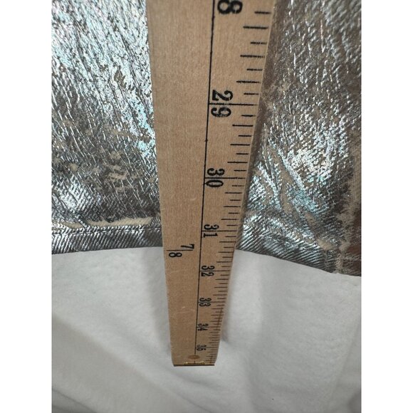 ZARA MID-RISE BOYFIT‎ Painted straight leg JEANS  Metallic Silver sz 4 - Picture 9 of 13